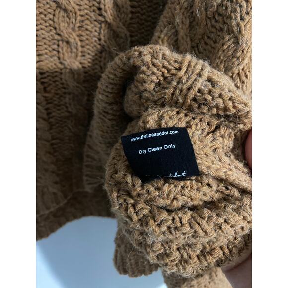 Revolve Line & Dot turtleneck sweater women S brown cable knit oversized boxy - Picture 6 of 6